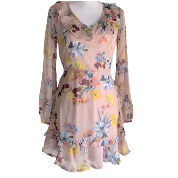 BAND OF GYPSIES NWT BLUSH FLORAL MINI DRESS - Picture 4 of 12